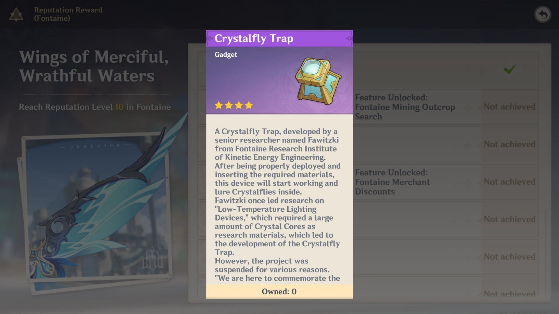 Описание Crystalfly Trap в игре (Изображение через HoYoverse)