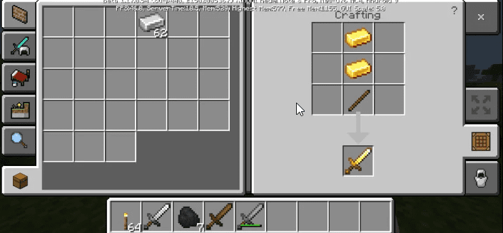 Как сделать золотой меч в Minecraft 3