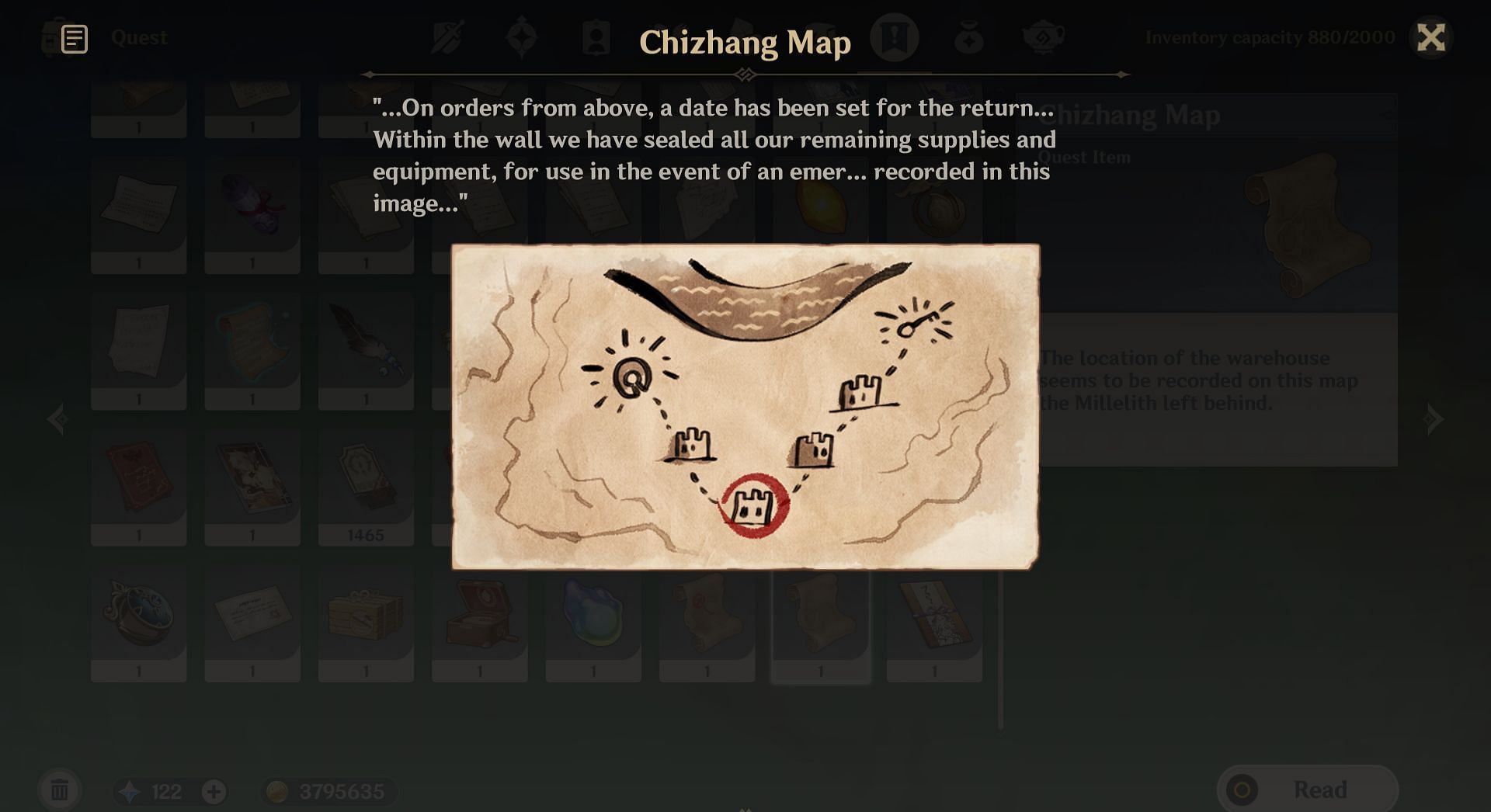 Откройте сундук, чтобы получить карту Чичжана и ключ от древнего города (изображение через HoYoverse).